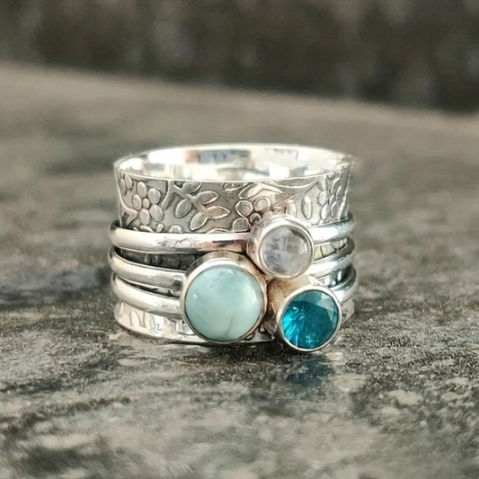Mason | Elegant Retro Natural Blue Stone Ring