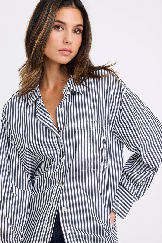 Mason | Relaxed Black Stripe Oversized Shirt