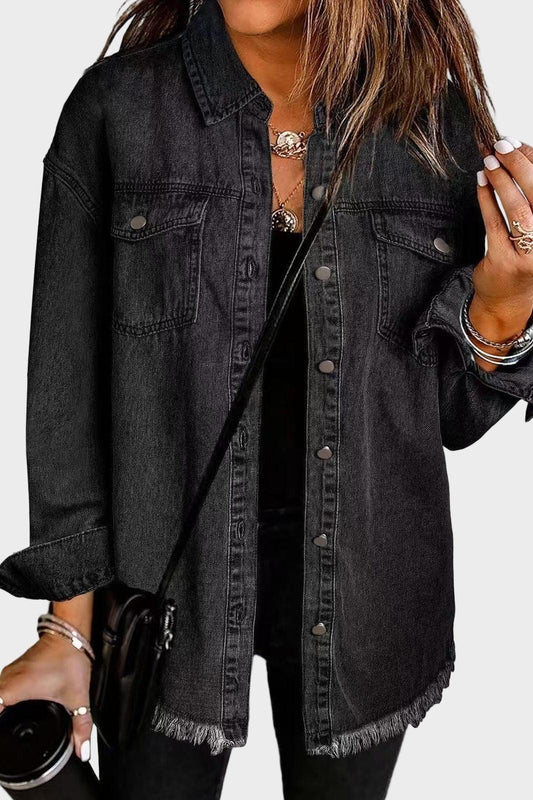 Mason | Relaxed Denim Jacket for Women with Raw Hem Detail
