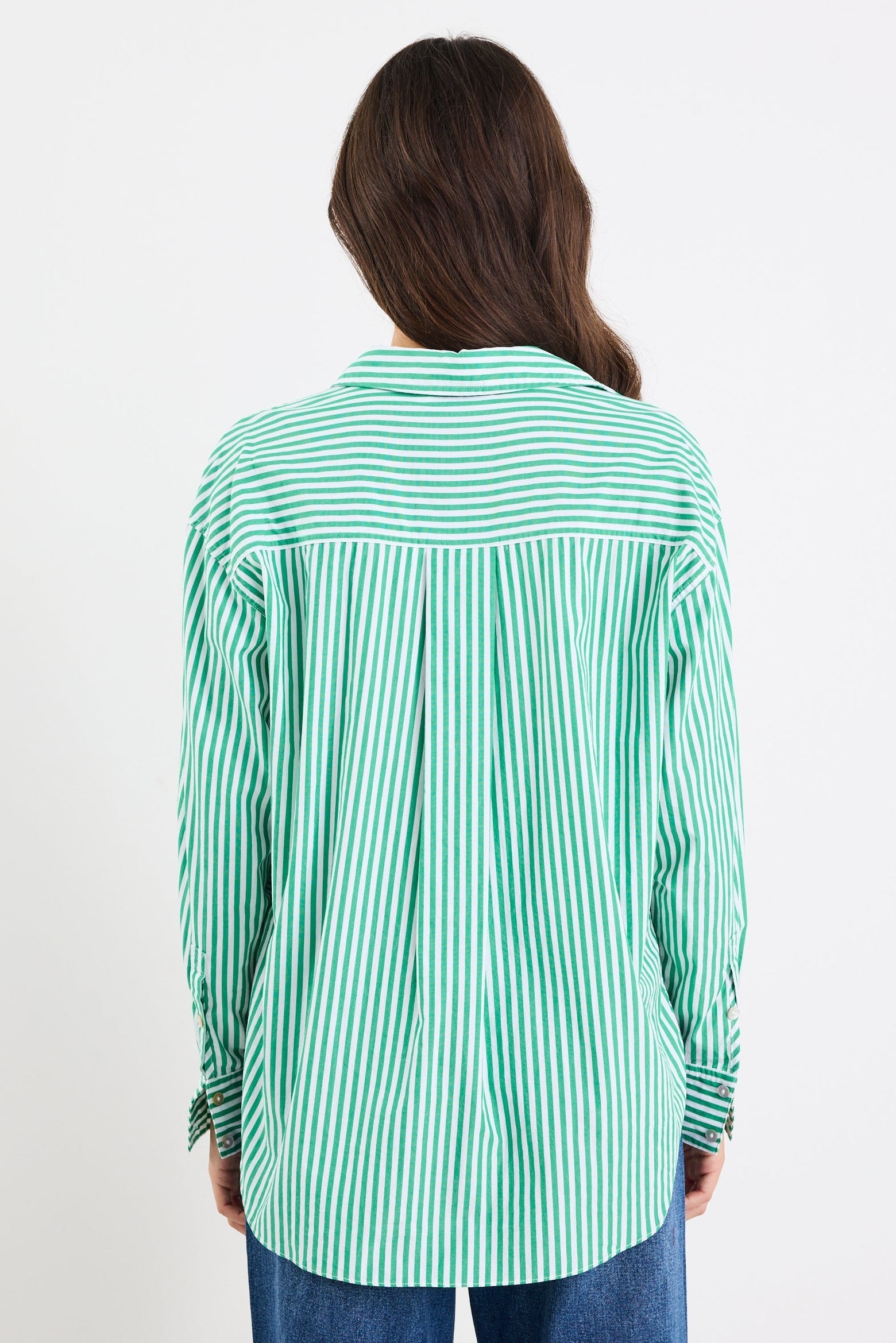 Mason | Stylish Green Striped Oversized Shirt
