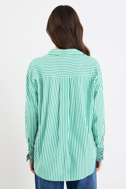 Mason | Stylish Green Striped Oversized Shirt