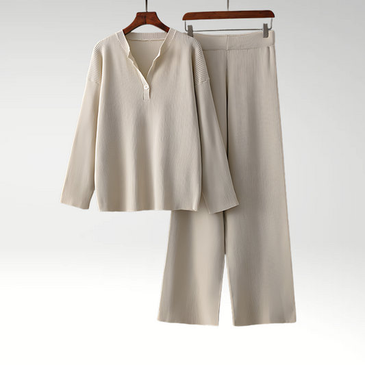 Mason | Textured Relaxed Lounge Set with Wide Leg Pants