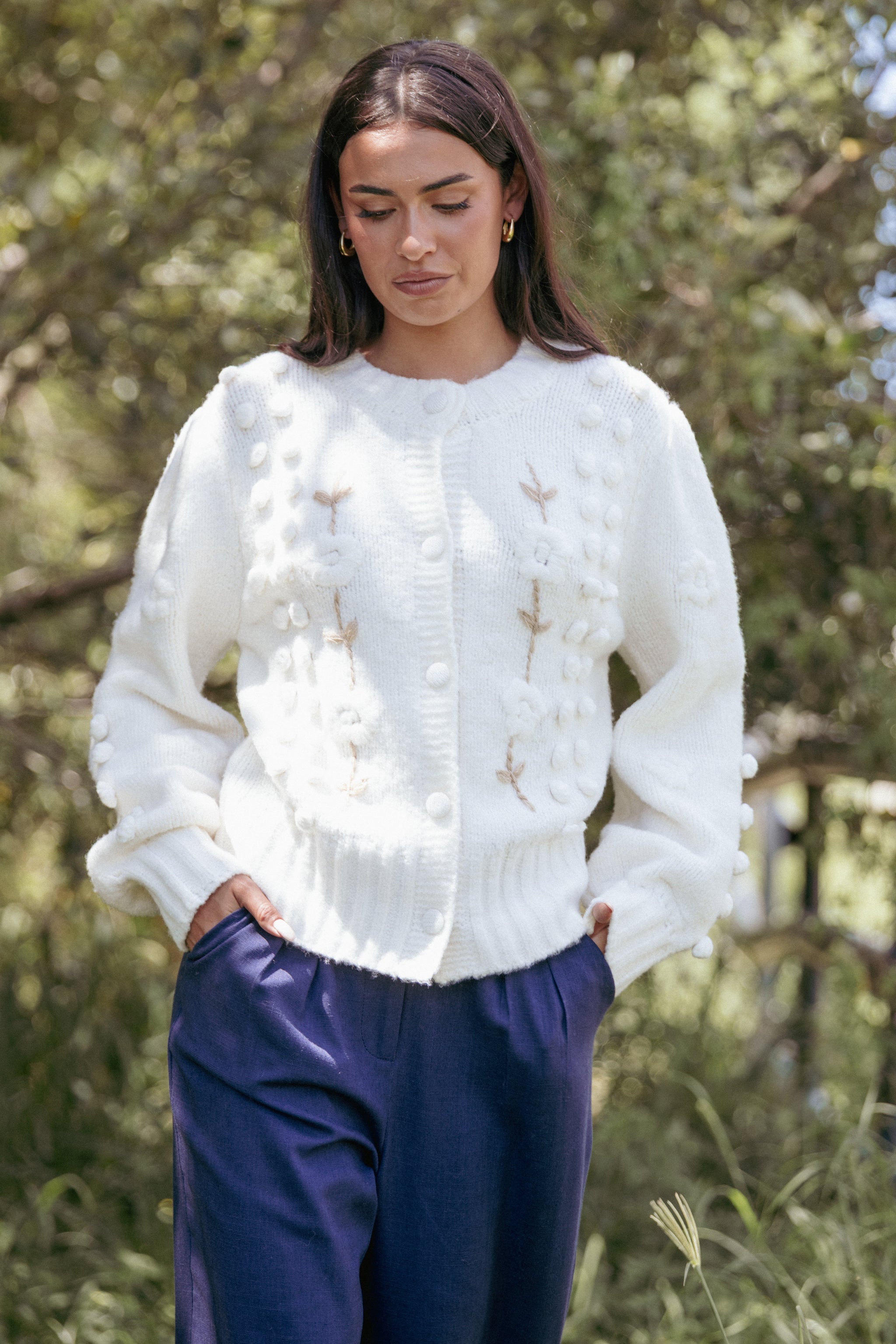 Mia | Charming Floral Knit Cardigan
