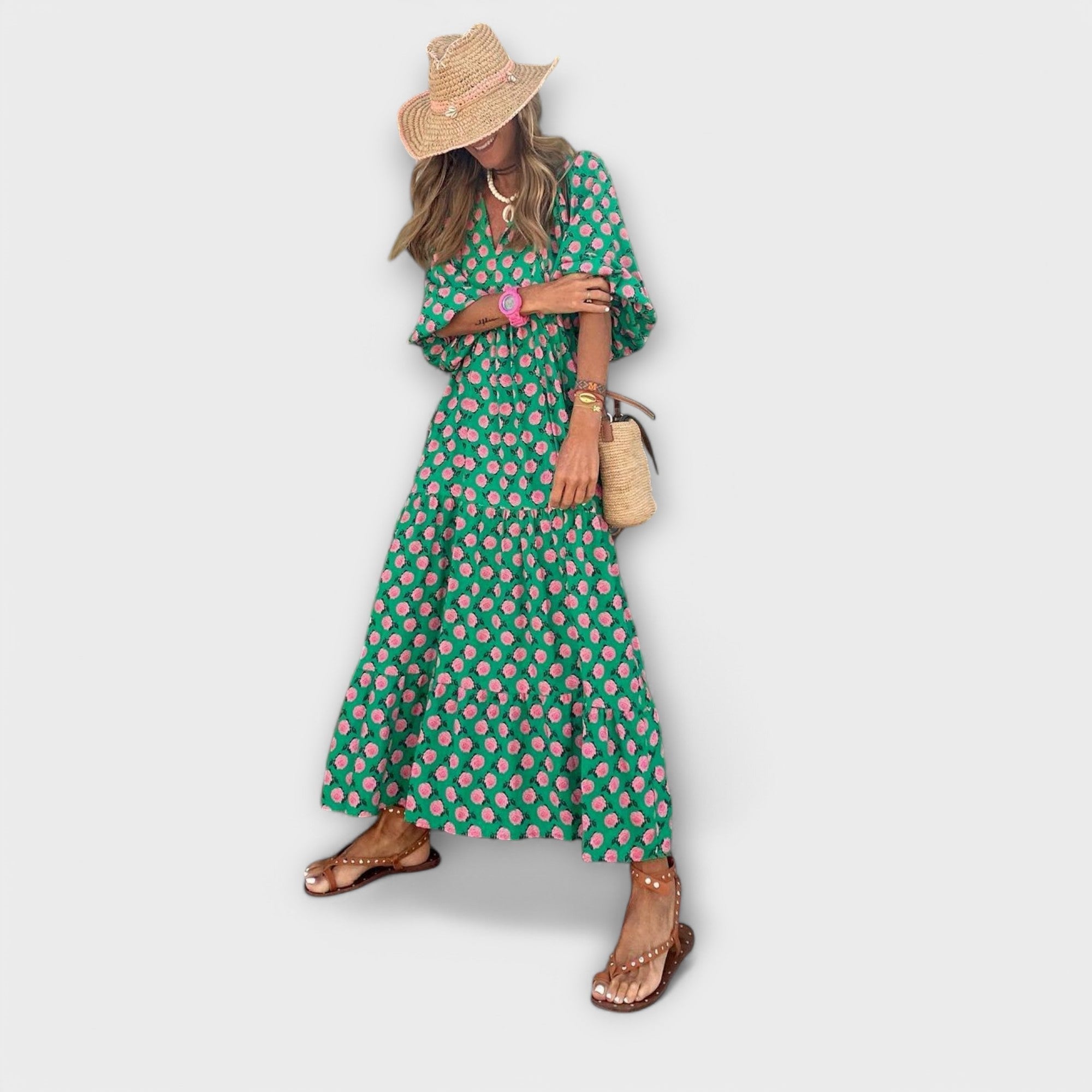 Mia | Chic Lightweight Geometric Maxi Dress