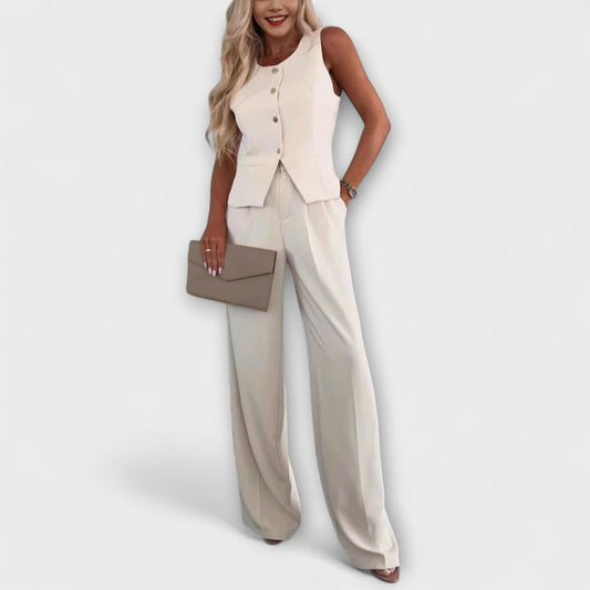 Mia | Chic Lightweight V-Neck Vest and Pants Set