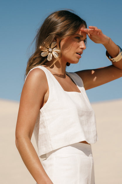 Mia | Chic Linen Cropped Top