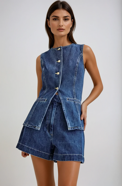 Mia | Chic Sleeveless Denim Romper