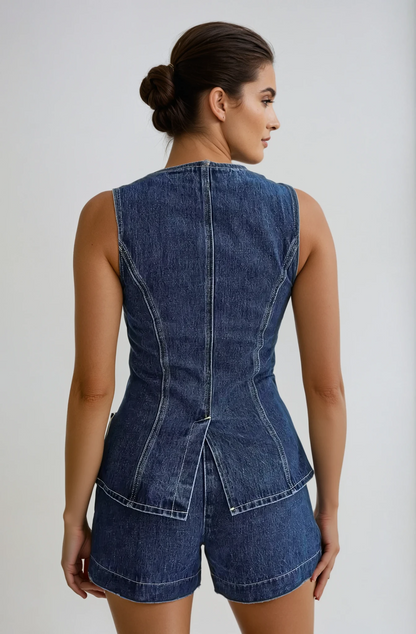 Mia | Chic Sleeveless Denim Romper