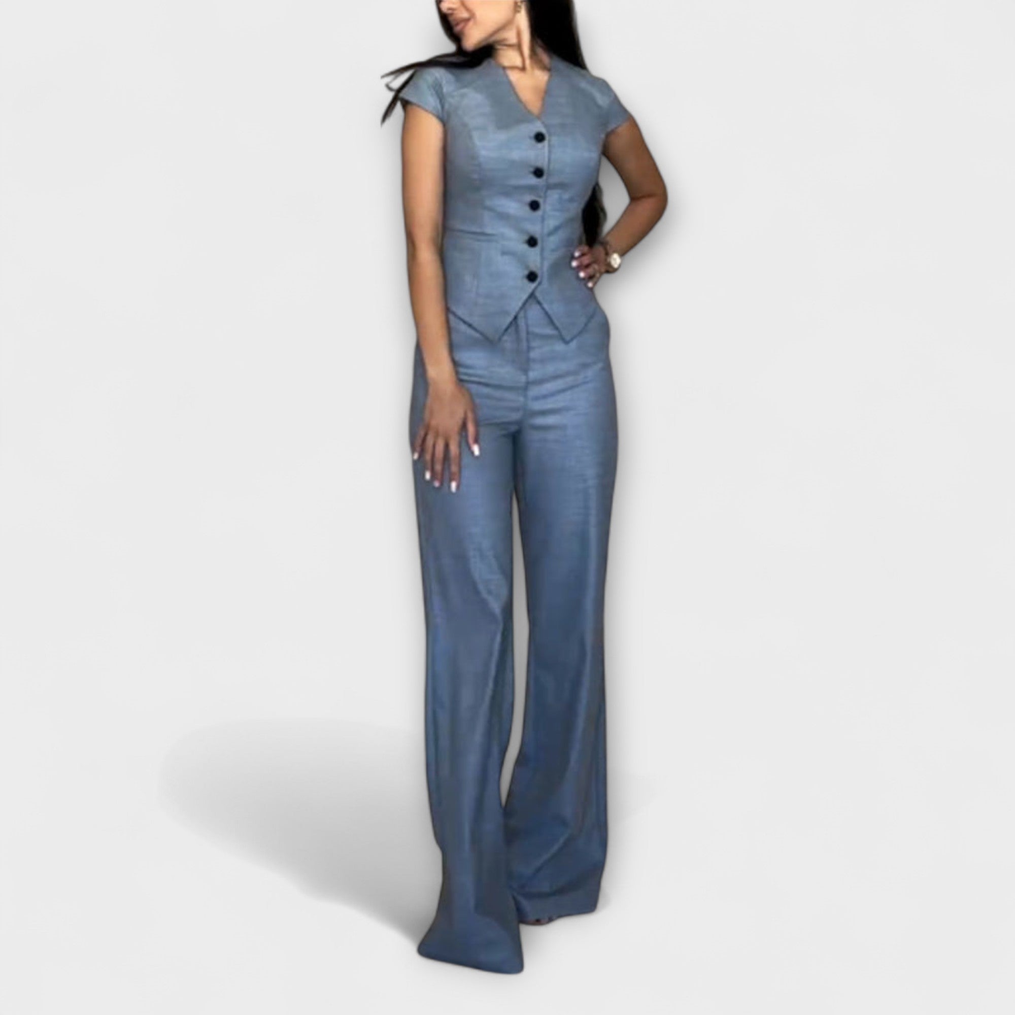 Mia | Chic V-neck Women's Loungewear Two Piece Set