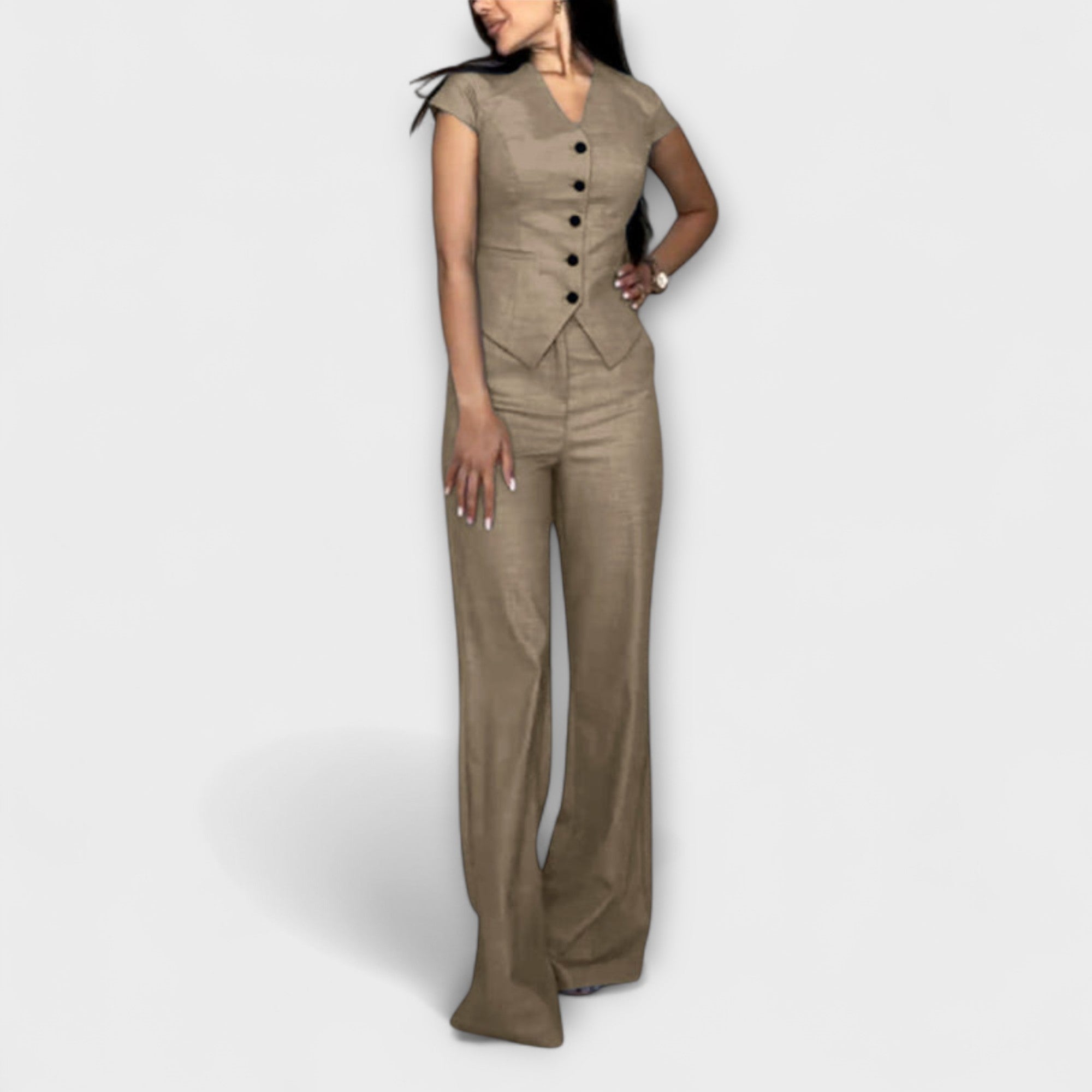 Mia | Chic V-neck Women's Loungewear Two Piece Set