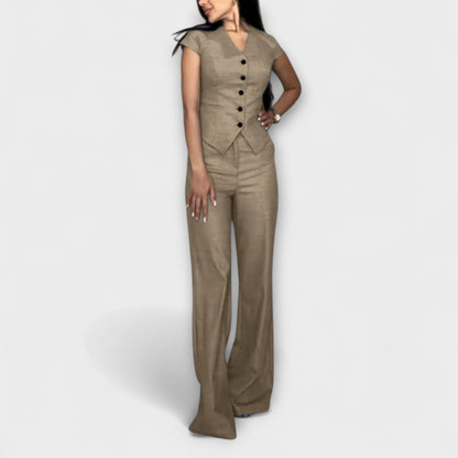Mia | Chic V-neck Women's Loungewear Two Piece Set