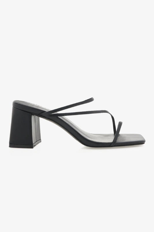 Mia | Contemporary Black Strappy Mid Heel