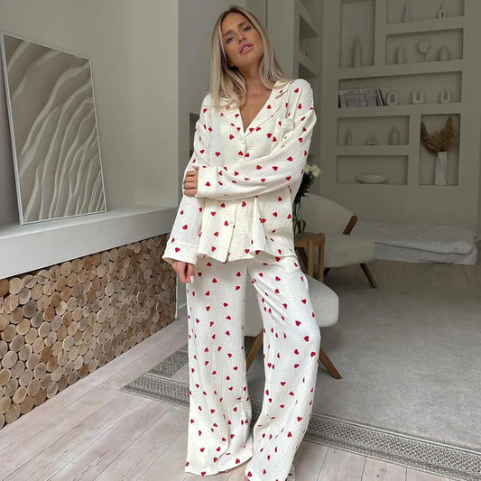 Mia | Cozy Printed Long Sleeve Pajama Set