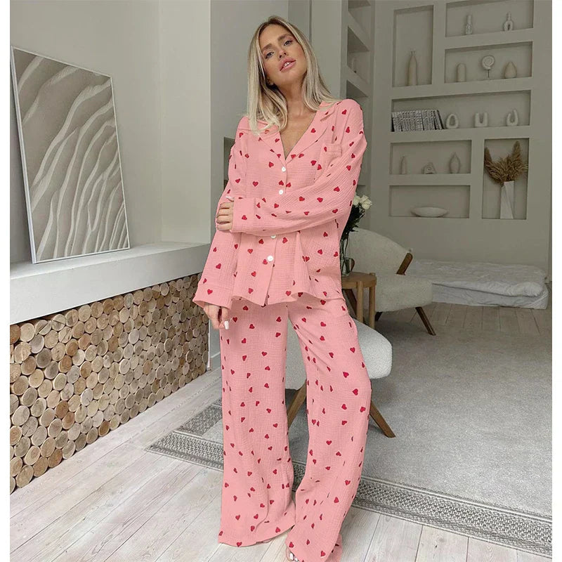 Mia | Cozy Printed Long Sleeve Pajama Set