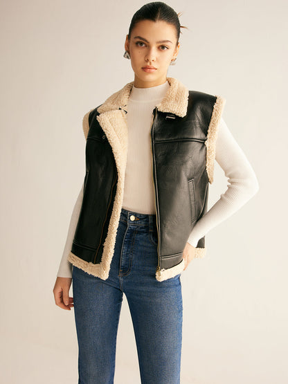 Mia | Cozy Sleeveless Faux Leather Vest