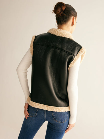 Mia | Cozy Sleeveless Faux Leather Vest