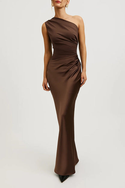 Mia | Elegant Asymmetric Satin Evening Gown