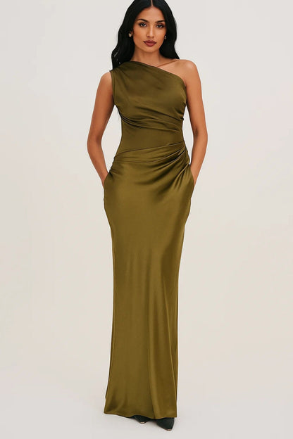 Mia | Elegant Asymmetric Satin Evening Gown