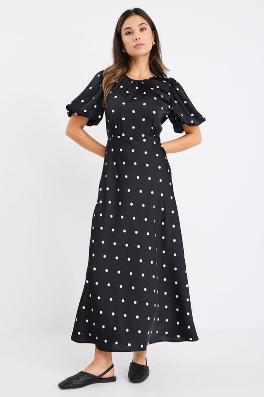 Mia | Elegant Black Maxi Dress With Puff Sleeves