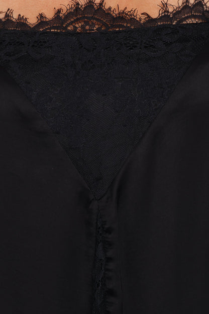 Mia | Elegant Black Satin Midi Dress for Wedding Guests and Formal Events