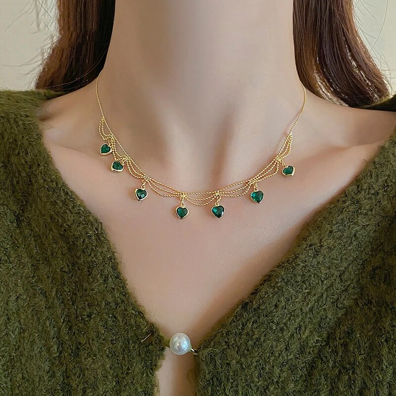 Mia | Elegant Checker Heart Necklace