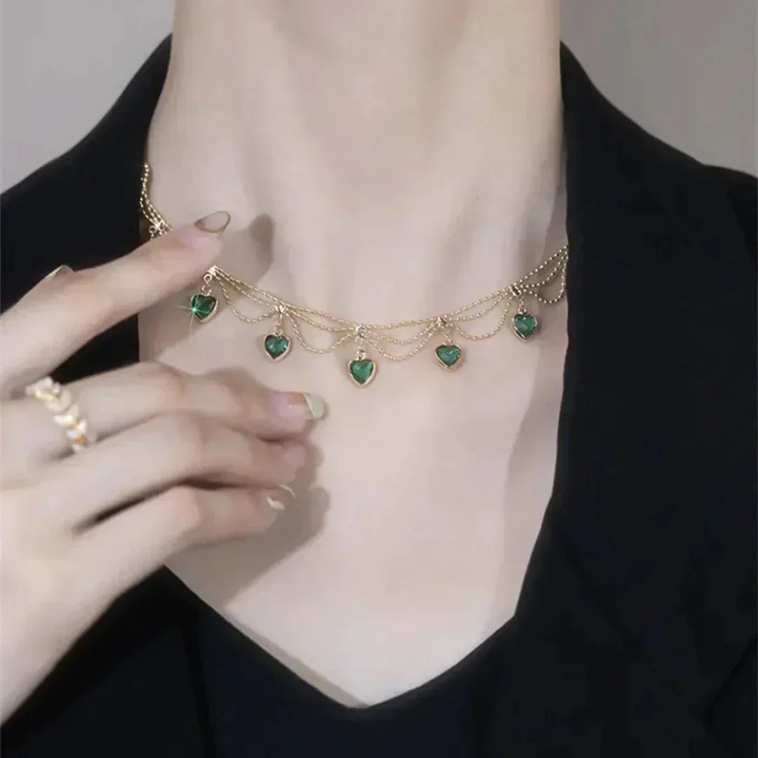 Mia | Elegant Checker Heart Necklace