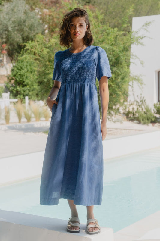 Mia | Elegant Cornflower Blue Summer Dress for Wedding Guests