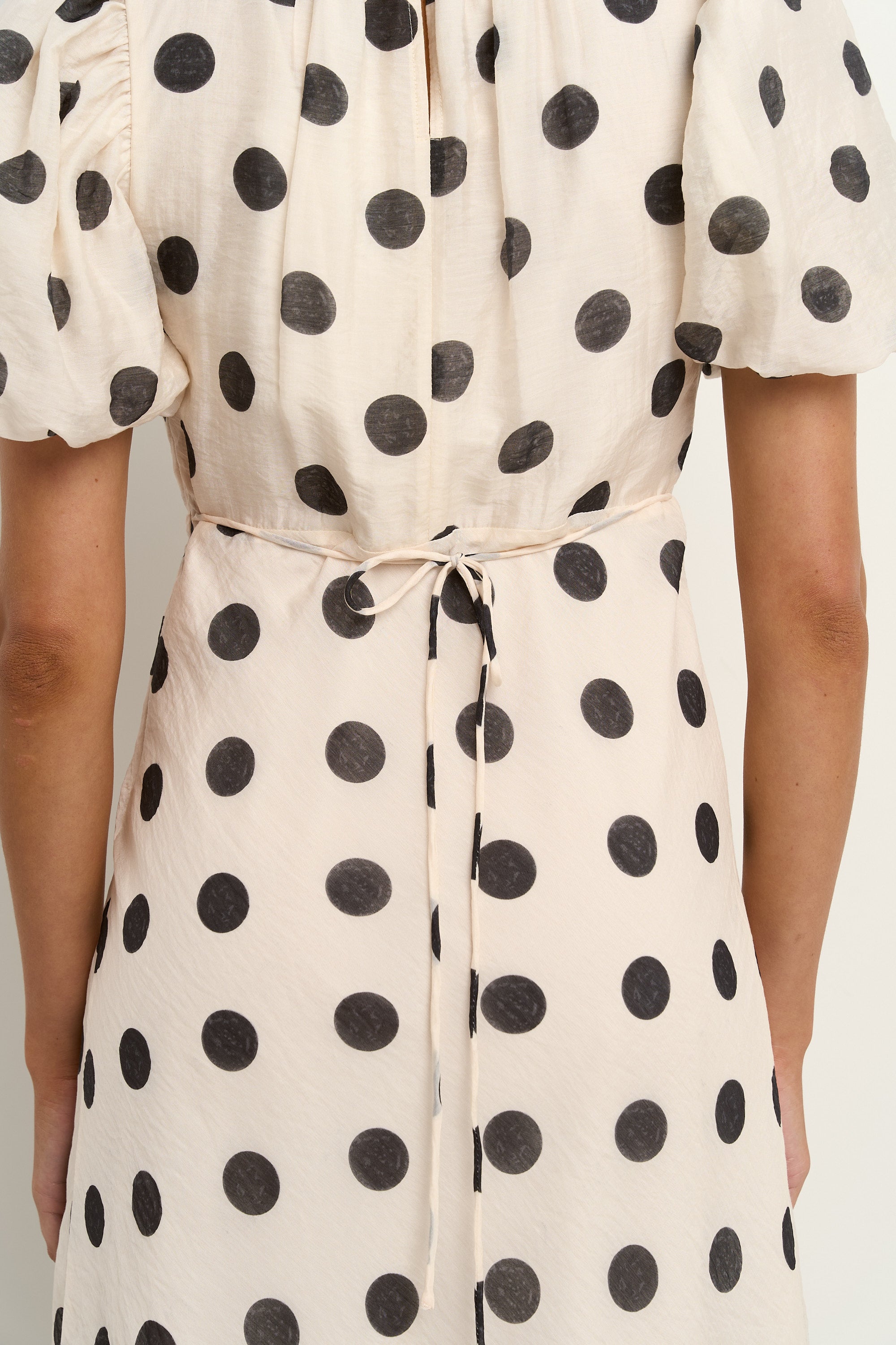 Mia | Elegant Cream Polka Dot Maxi Dress