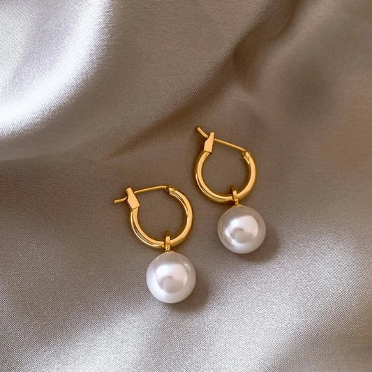 Elegant Gold Pearl Earrings