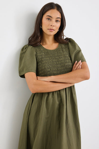 Mia | Elegant Khaki Midi Dress
