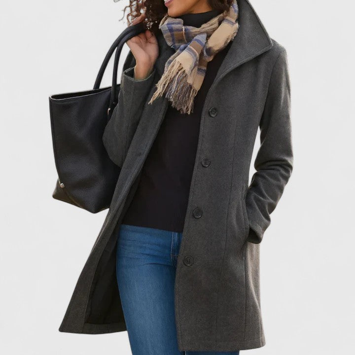 Mia | Elegant Long Wool Coat for Women