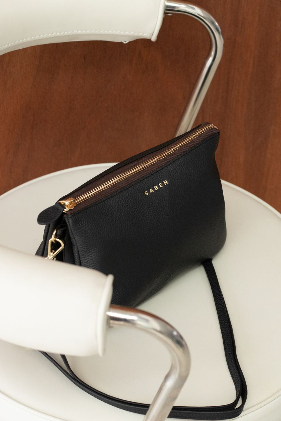 Mia | Elegant Multi Pocket Black Leather Crossbody Clutch