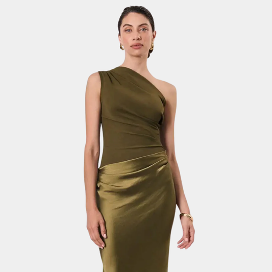 Mia | Elegant One-Shoulder Satin Maxi Dress for Women