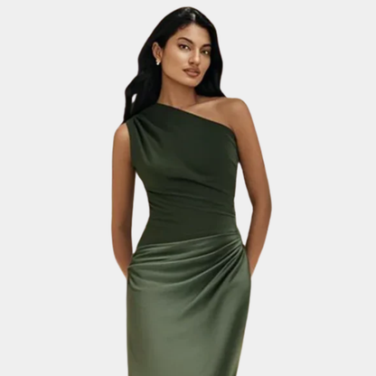 Mia | Elegant One-Shoulder Satin Maxi Dress for Women