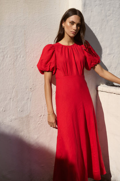 Mia | Elegant Puff Sleeve Maxi Dress