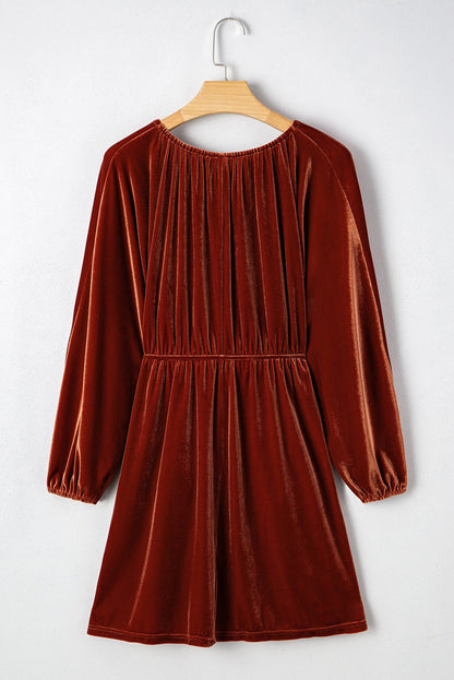Mia | Elegant Rust Velvet Mini Dress for Women