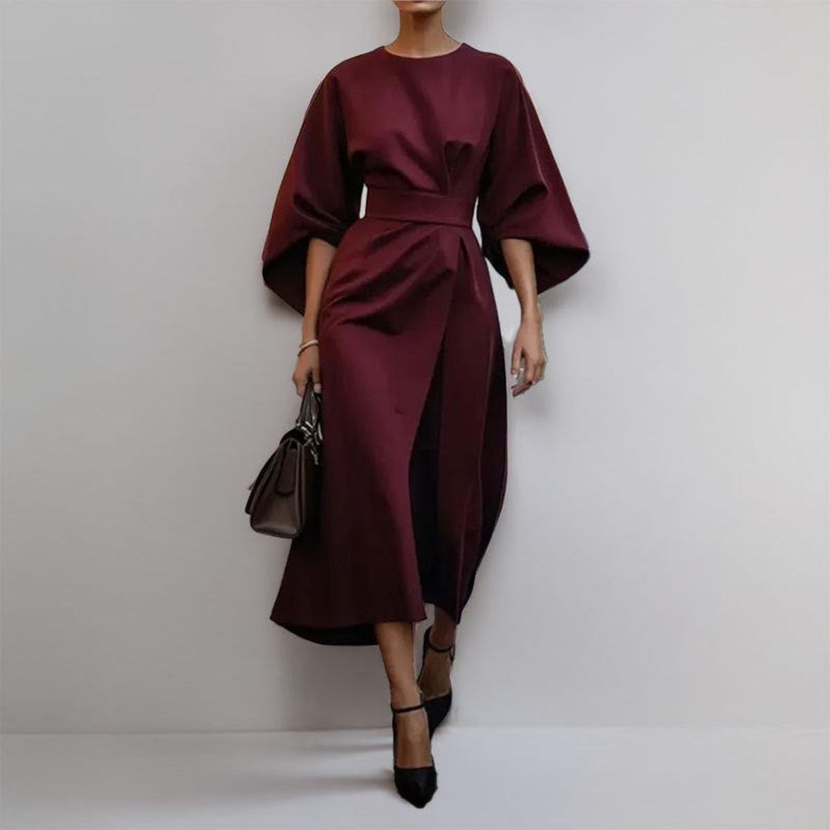 Mia | Elegant Satin Feel Maxi Dress