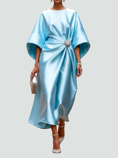 Mia | Elegant Satin Midi Dress for Wedding Guests and Formal Events