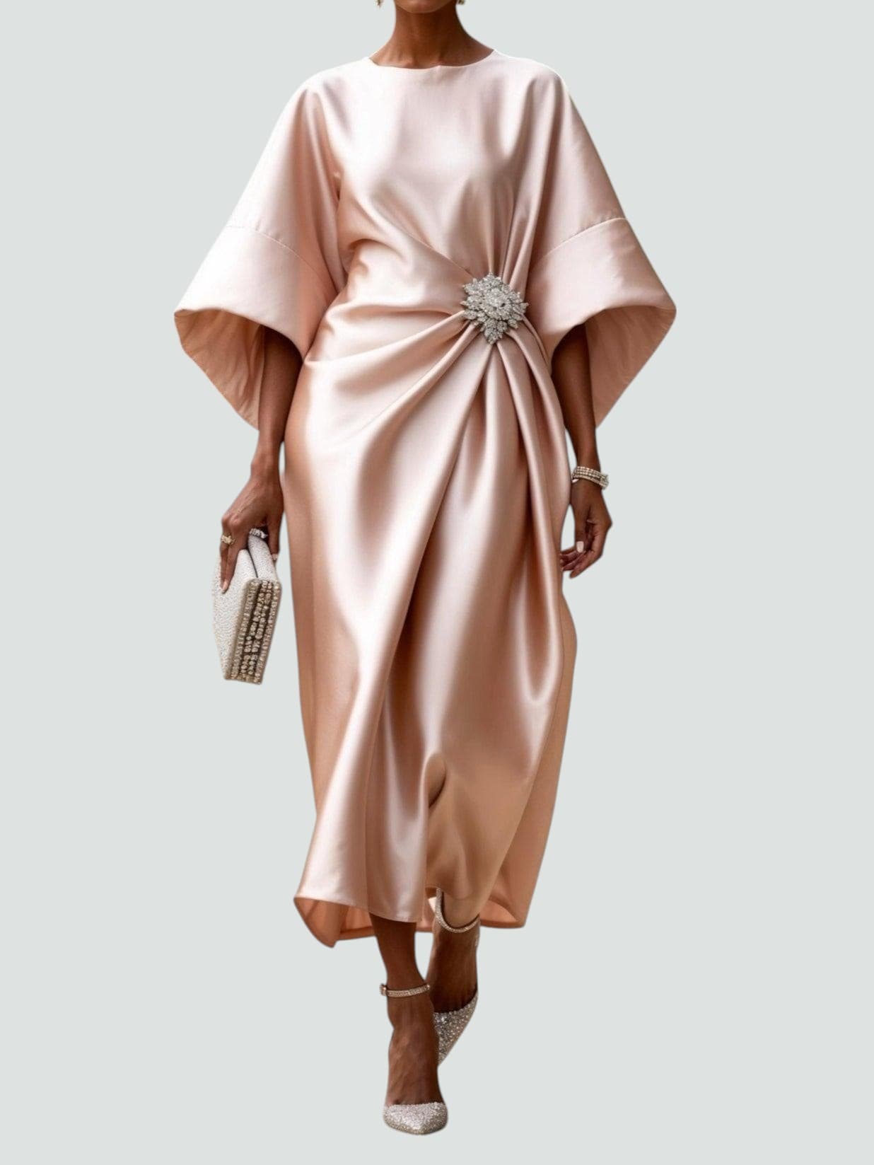 Mia | Elegant Satin Midi Dress for Wedding Guests and Formal Events