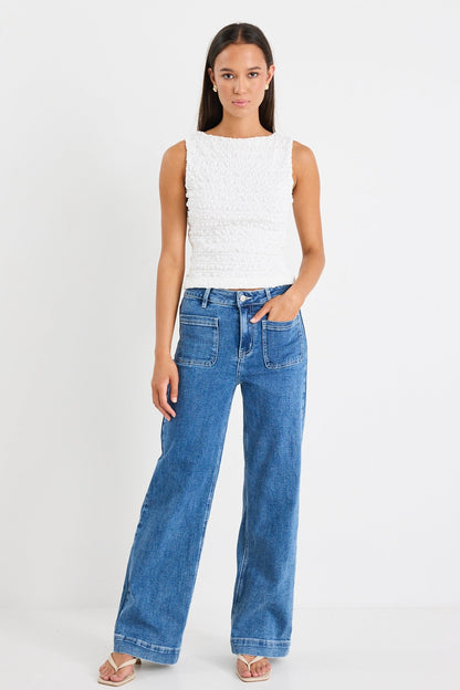 Mia | Elegant Sculpted Sleeveless Women's Top