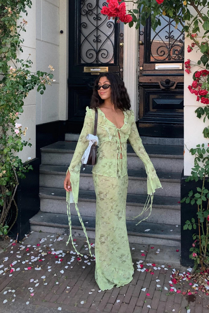 Mia | Elegant Sheer Floral Maxi Dress for Women