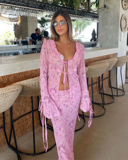 Mia | Elegant Sheer Floral Maxi Dress for Women