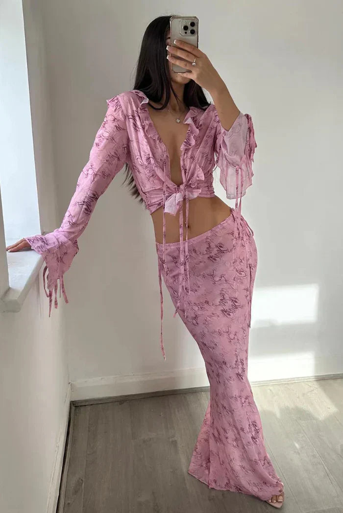 Mia | Elegant Sheer Floral Maxi Dress for Women