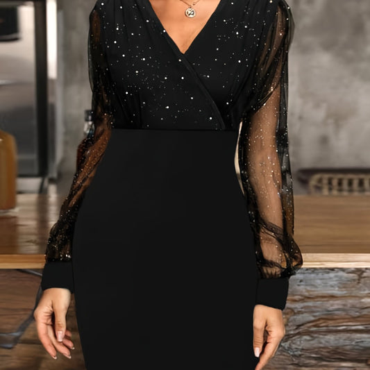Mia | Elegant Sheer Long Sleeve Bodycon Mini Dress for Women