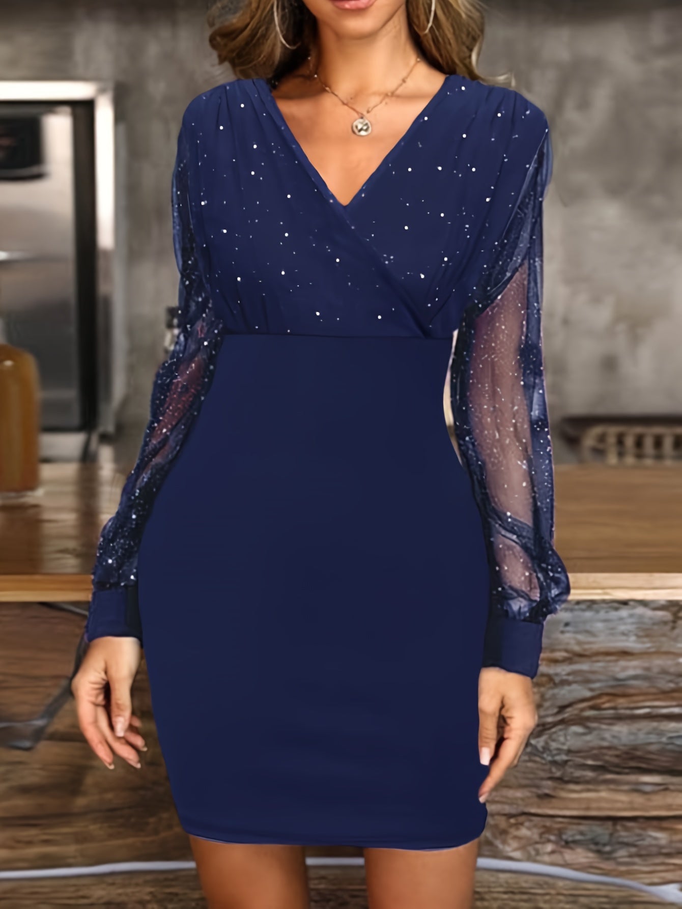 Mia | Elegant Sheer Long Sleeve Bodycon Mini Dress for Women