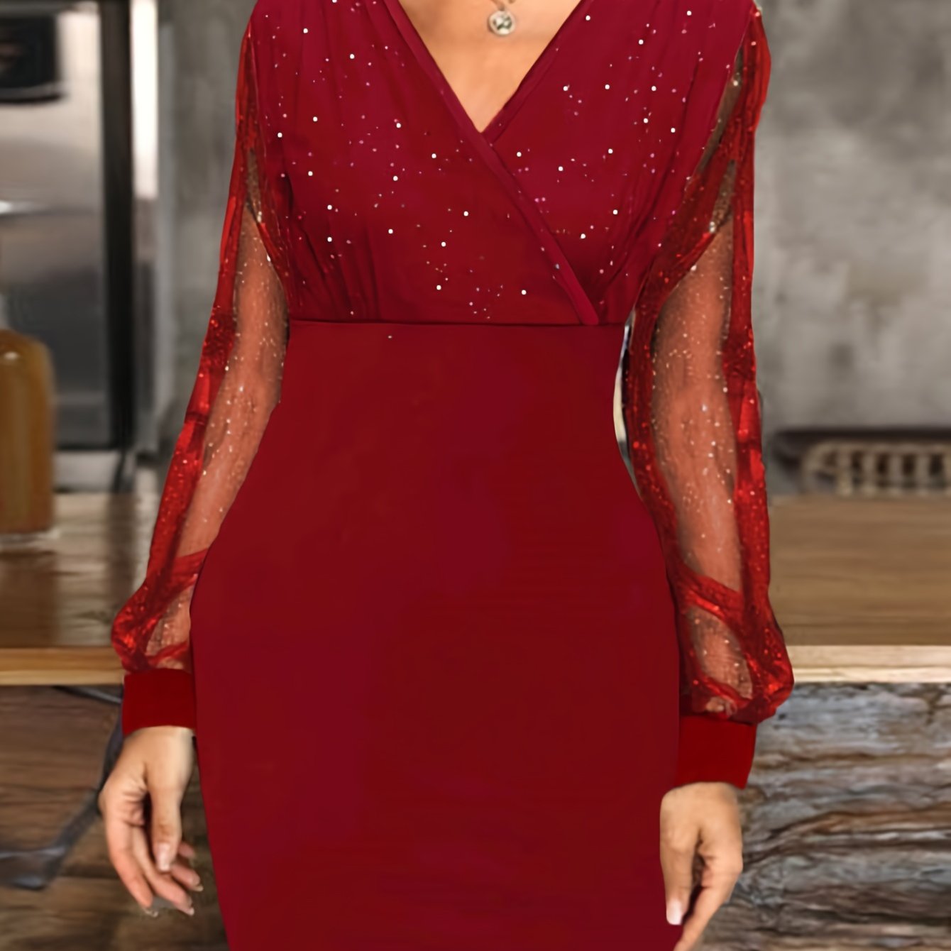 Mia | Elegant Sheer Long Sleeve Bodycon Mini Dress for Women