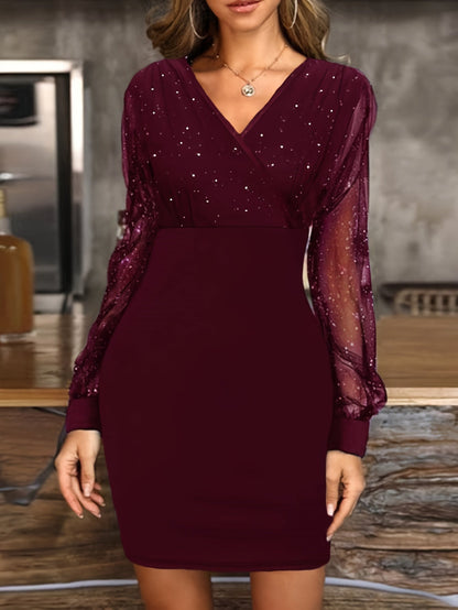 Mia | Elegant Sheer Long Sleeve Bodycon Mini Dress for Women