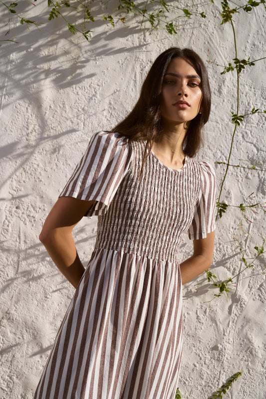 Mia | Elegant Shirred Midi Dress