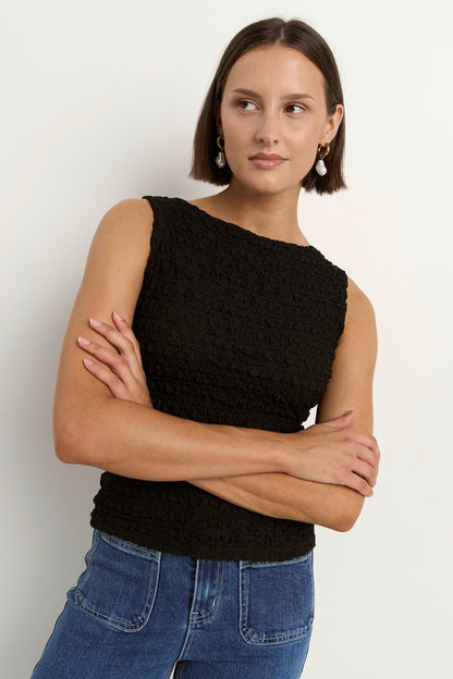 Mia | Elegant Sleeveless Black Lace Top