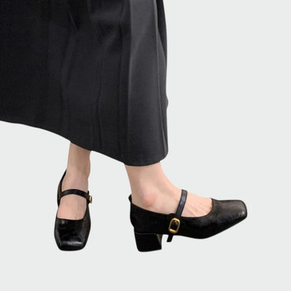 Mia | Elegant Square Tip High Heeled Mary Jane Shoes